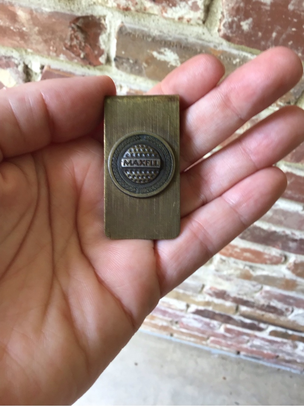 Vintage Maxfli Golf Logo Brass Tone Money Clip
